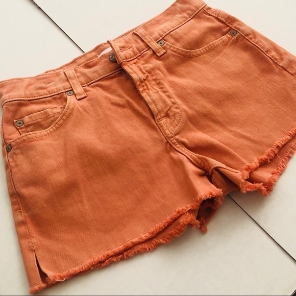 7 for all mankind orange jean shorts size 25 - Picture 1 of 7